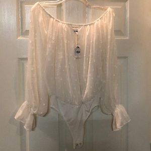 Women’s cream polka dot top/bodysuit